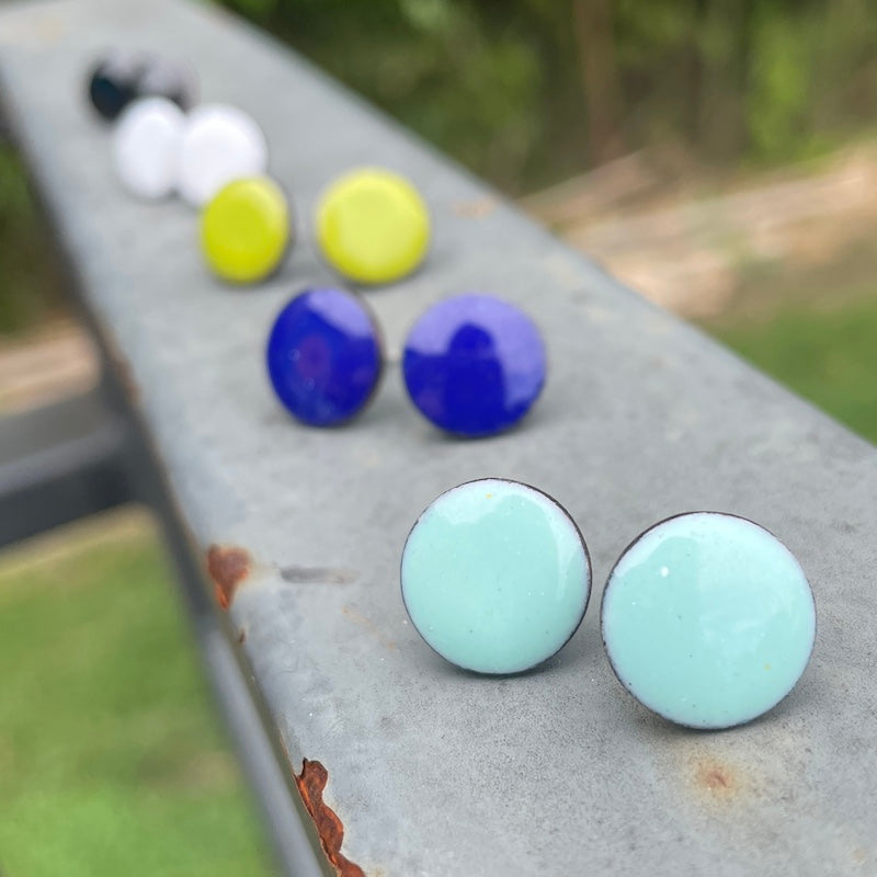 Enamel Dot Post Earrings