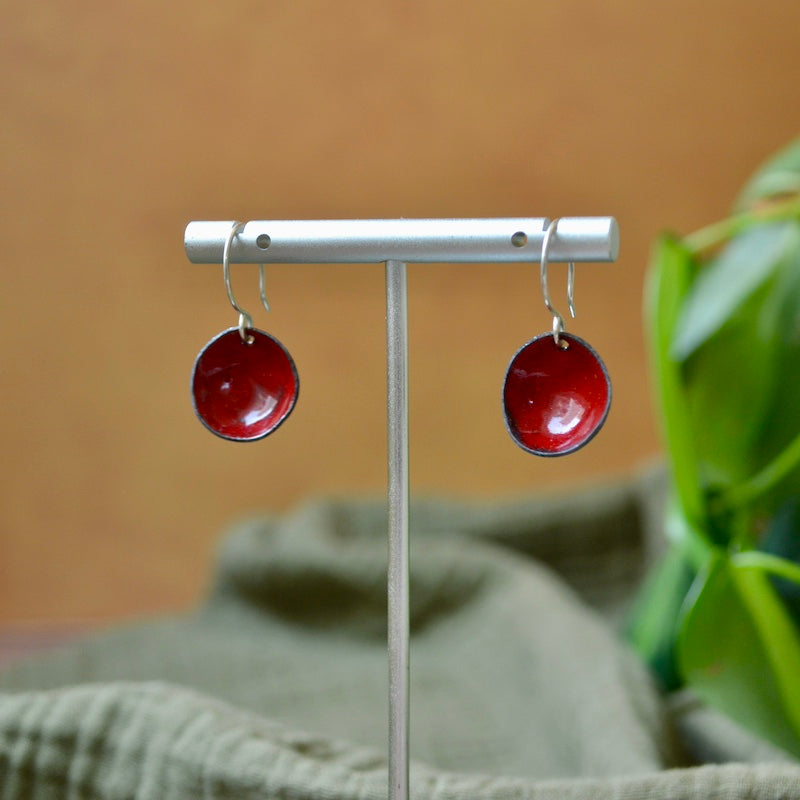 Red Small Short Flower Cup Earrings