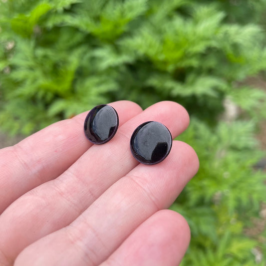 Black Enamel Dot Post Earrings