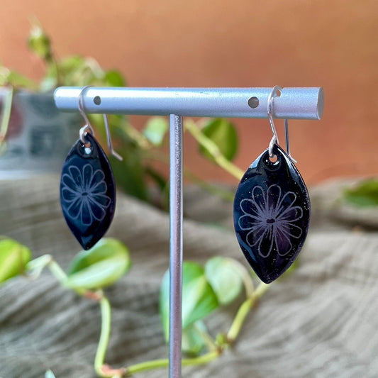 Black Enamel Cosmos 'Doodle' Earrings