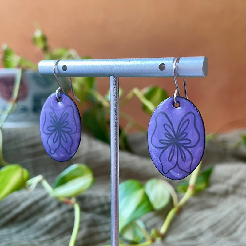 Purple Enamel Butterfly 'Doodle' Earrings