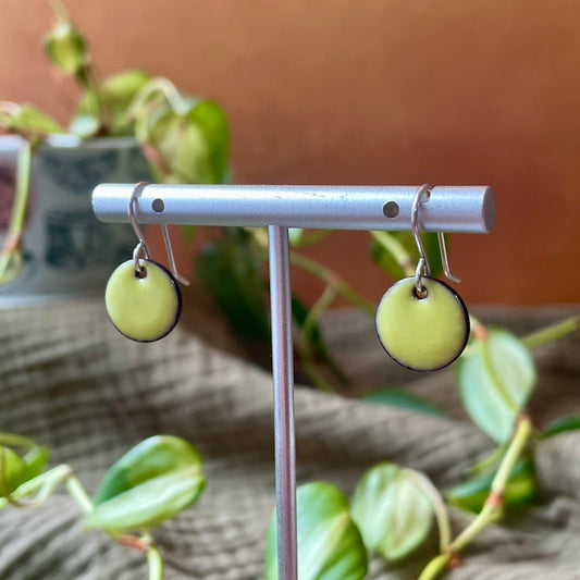 Lemon Sorbet Yellow Enamel Dot Earrings