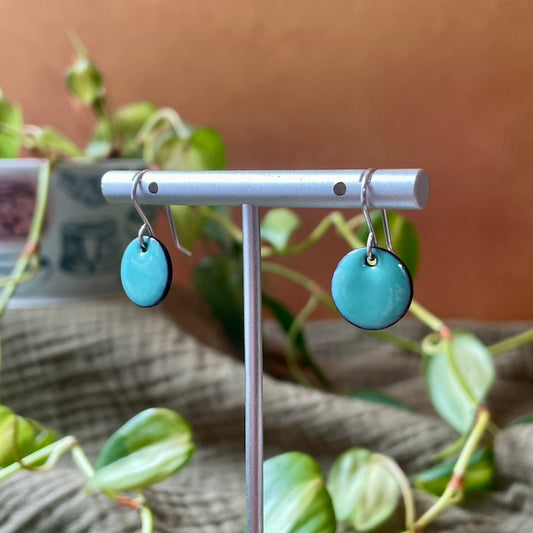 Marine Blue Enamel Dot Earrings