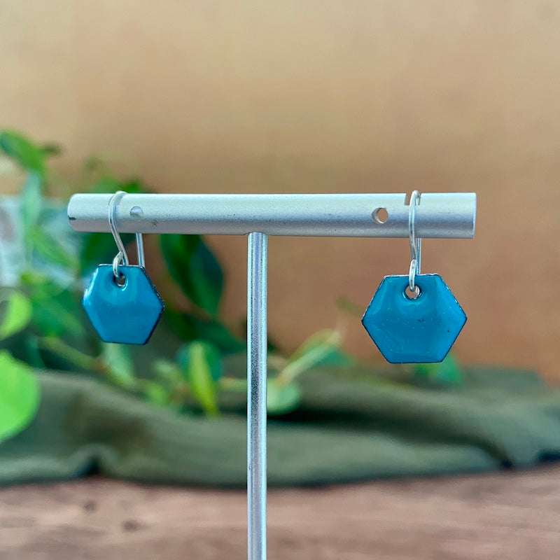 Enamel Hexagon Earrings